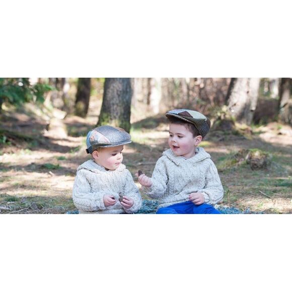 Hanna Hats / 2 - Patchwork Pageboy Tweed Kids LTD ED 100% Donegal Irish Wool Med - Picture 1 of 7